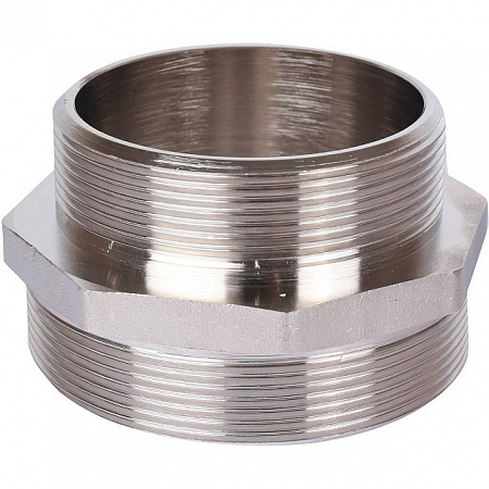 Ниппель переходной резьбовой латунный STOUT никель 3&quot;x2 1/2&quot; Н