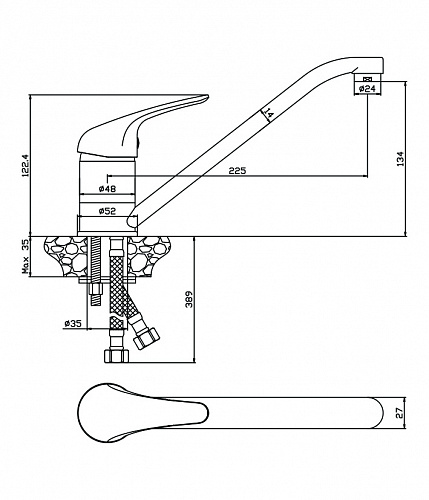 Смеситель для кухни OLIVE'S LEON 04400LN хром, латунь, упак (10 шт)