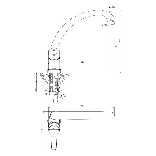 Смеситель для кухни OLIVE'S IBIZA 19431IB хром, латунь, упак (10 шт.)