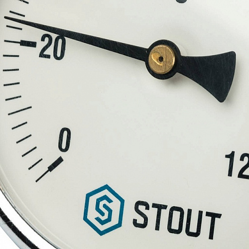 Термометр биметаллический погружной STOUT Ø100-1/2&amp;quot;, гильза 50 мм, +120°C
