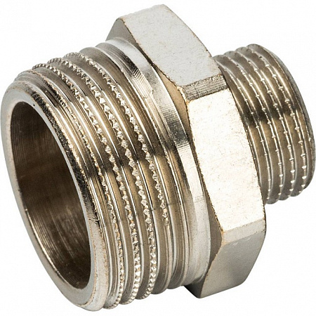 Ниппель переходной резьбовой латунный STOUT никель 3/4&quot;x3/8&quot; Н