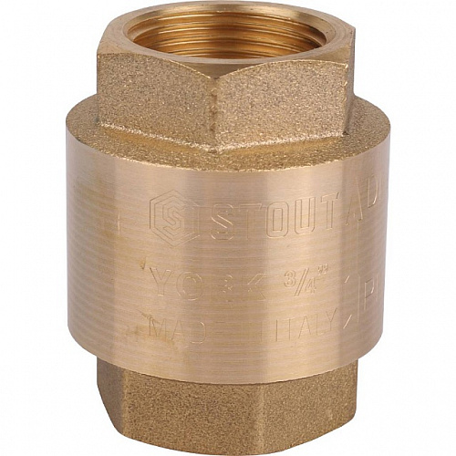Обратный клапан пружинный, латунный STOUT (с пластиковым седлом) 3/4&amp;quot; ВВ