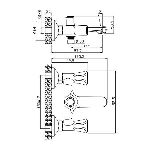 Смеситель для ванны OLIVE'S VASCO 27201VS хром, латунь, уп. (10 шт)