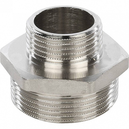 Ниппель переходной резьбовой латунный STOUT никель 11/2&quot;x1&quot; Н