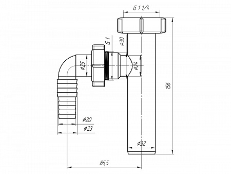 Отвод для стиральной машины АНИПЛАСТ M220 11/4&quot;х11/4&quot;