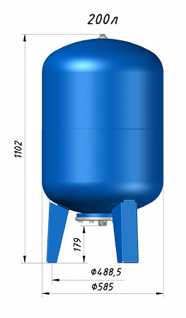 Гидроаккумулятор для воды VODOS WTR 200 VERT вертикальный 200 л, 11/4&quot; Н, синий