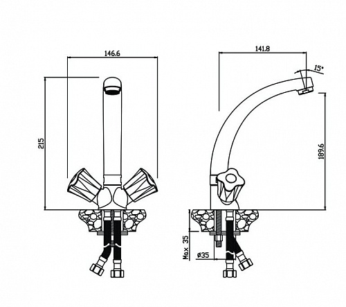 Смеситель для кухни OLIVE'S VIGO 21431VG хром, латунь, уп. (10 шт)