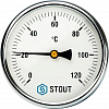 Термометр биметаллический погружной STOUT Ø100-1/2&amp;quot;, гильза 75 мм, +120°C