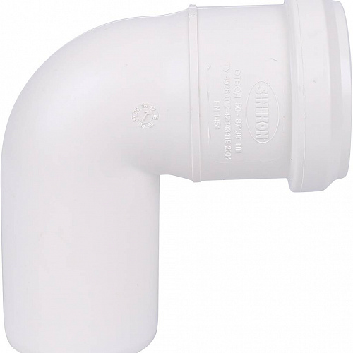 ПВХ Отвод канализационный SINIKON КОМФОРТ ПЛЮС белый Ø50х90°