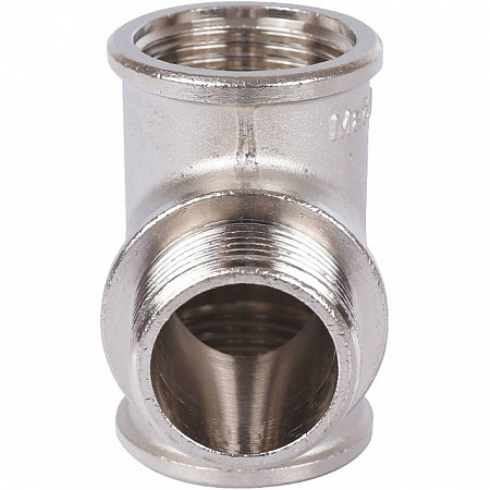 Тройник переходной резьбовой латунный STOUT никель 1&quot;x1&quot;x1&quot; ВНВ