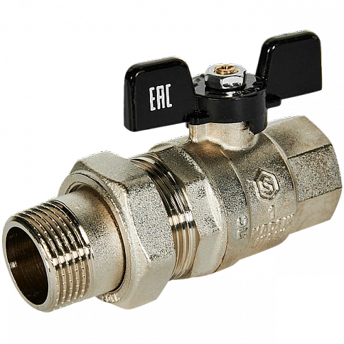 Кран шаровой полнопроходной с американкой, ВР/НР, ручка бабочка 1 STOUT