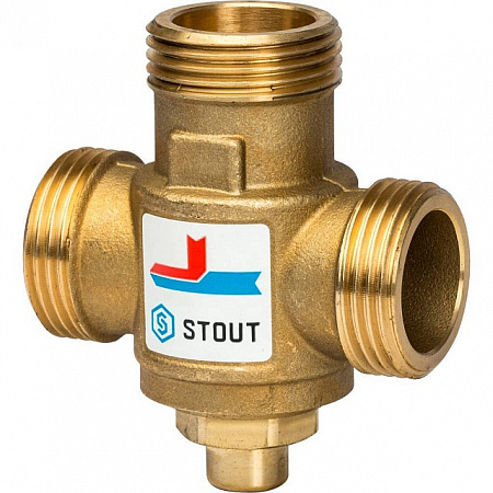 Клапан трехходовой термостатический смесительный STOUT 11/2&quot; Н-11/2&quot; В-1&quot; В (70°С)