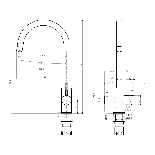 Смеситель для кухни OLIVE'S BALEAR 13445BLB черный, нержавеющая сталь, уп. 8 или 10 шт
