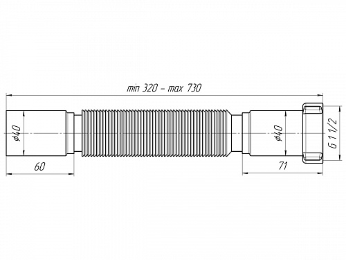 Гофра для сифона гибкая пластиковая стандартная АНИПЛАСТ K104 40-11/2&amp;quot;