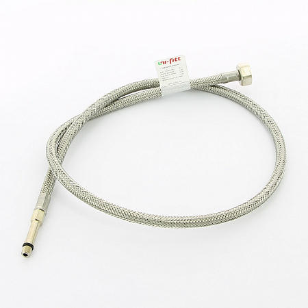 Гибкая подводка для смесителя UNI-FITT МL8х1 - 1/2&quot;, 100 см, удлиненный штуцер, DN 6, оплётка из нер