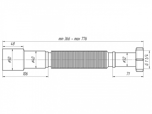 Гофра для сифона гибкая пластиковая стандартная АНИПЛАСТ K206 40/50х11/4&amp;quot;