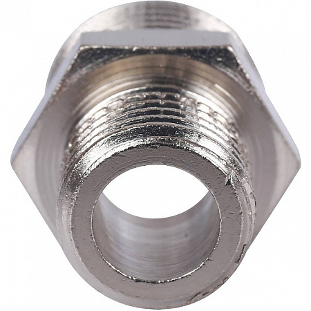Ниппель переходной резьбовой латунный STOUT никель 3/8&quot;x1/4&quot; Н