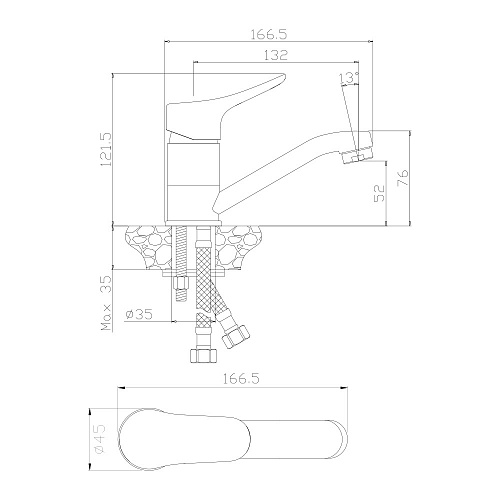 Смеситель для раковины OLIVE'S ARRIBA 09110AR хром, латунь, уп. (10 шт)