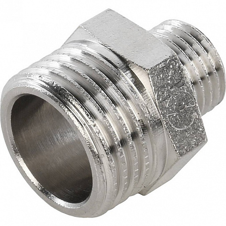 Ниппель переходной резьбовой латунный STOUT никель 1/2&quot;x1/4&quot; Н