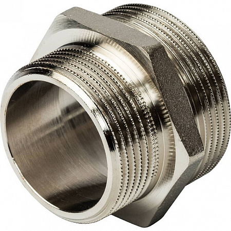 Ниппель переходной резьбовой латунный STOUT никель 11/2&quot;x11/4&quot; Н
