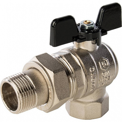 Кран шаровой с американкой угловой STOUT бабочка 3/4&amp;quot;