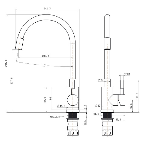 Смеситель для кухни OLIVE'S BALEAR 13435-3BLR нержавеющая сталь, нержавеющая сталь, упак (10 шт)