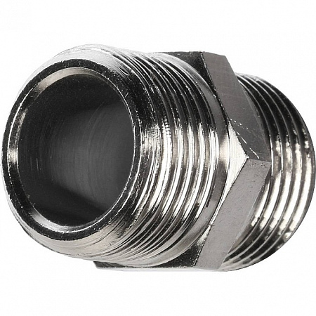 Ниппель резьбовой латунный STOUT никель 3/8&quot; Н