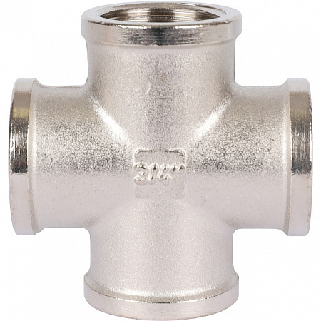 Крестовина резьбовая латунная STOUT никель 3/4&quot; В