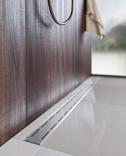 Душевой трап-лоток MCH Chudej нижний слив Ø40, рамка нерж, 750мм LINE серебро глянц