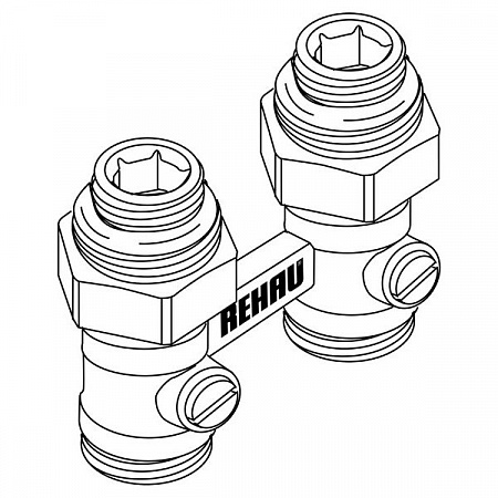 Узел-мультифлекс нижней подводки REHAU прямой, Н-образный, 1/2&quot;х3/4&quot;ЕК, двухтрубная система (240727)