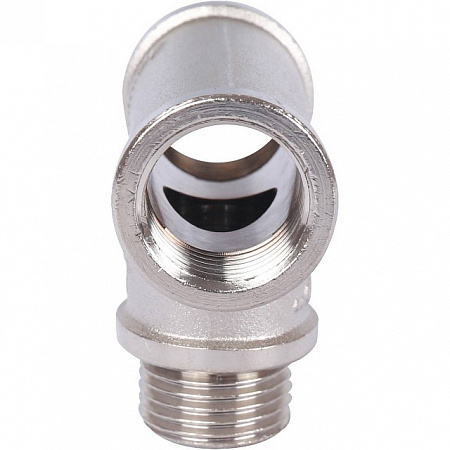 Тройник переходной резьбовой латунный STOUT никель 1/2&quot;x1/2&quot;x1/2&quot; ВНВ