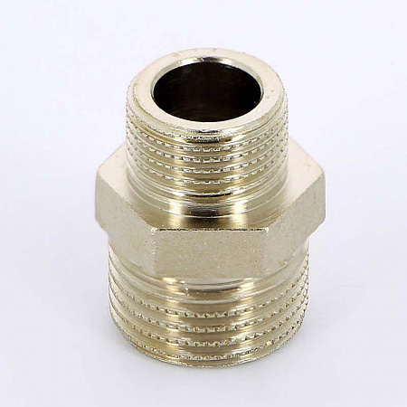 Ниппель переходной резьбовой латунный UNI-FITT никель 1/2&quot;х3/8&quot;