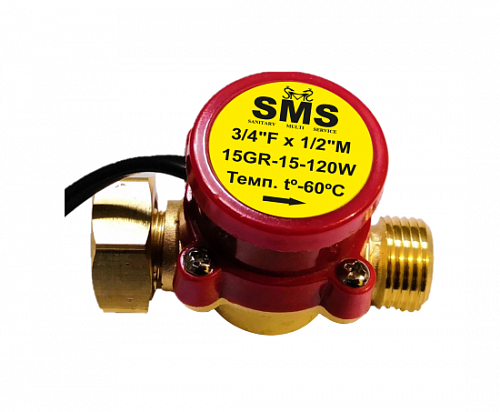 Датчик потока воды SMS для насоса повышения давления 15GR-15 (60°С/120W)
