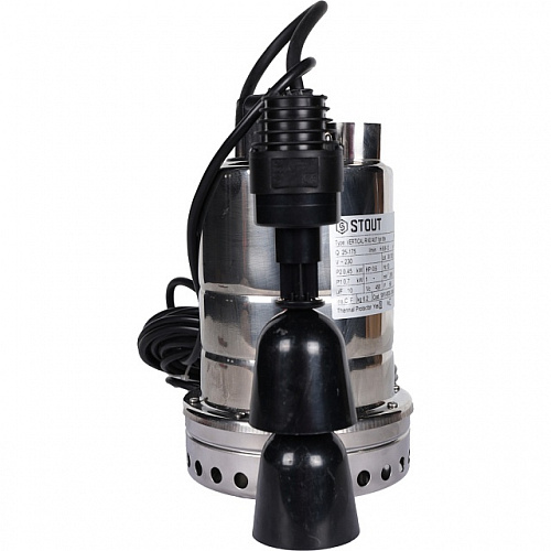 Насос дренажный STOUT SPD-0003-200450 с вертик. поплавком (кабель 10 м, 230V, Q=175 л/мин, H=10 м)