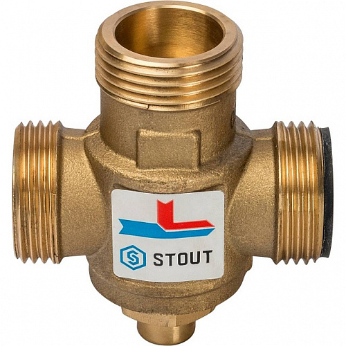 Клапан трехходовой термостатический смесительный STOUT 1&amp;quot; Н-11/2&amp;quot; В-1&amp;quot; Н (70°С)