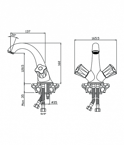 Смеситель для раковины OLIVE'S VIGO 21100VG хром, латунь, уп (8 шт)