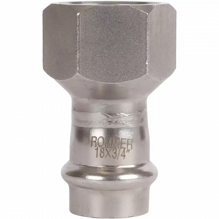Переходник ВПр-ВР, 18х3/4, из нержавеющей стали прессовой ROMMER