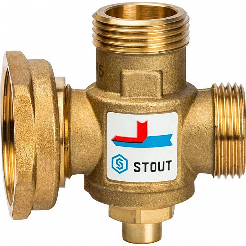 Клапан трехходовой термостатический смесительный STOUT 1&amp;quot; Н-11/2&amp;quot; В-1&amp;quot; Н (60°С)