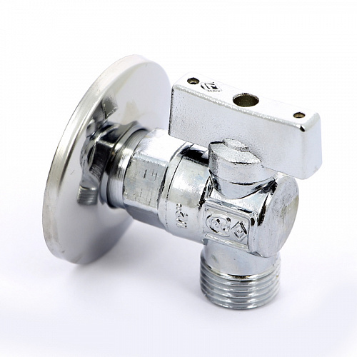 Кран шаровой потребительный угловой BUGATTI MINNESOTA 883 бабочка 1/2&amp;quot;х1/2&amp;quot; НН, для бачка c розеткой
