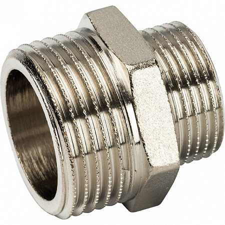 Ниппель переходной резьбовой латунный STOUT никель 1&quot;x3/4&quot; Н