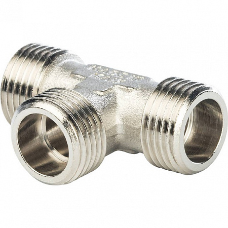 Тройник резьбовой латунный STOUT никель 3/4&quot; Н