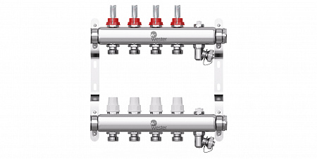 Коллекторная группа WESTER W902.4 нержавейка 1&quot;x3/4&quot; EK -4 выхода, с расходомерами