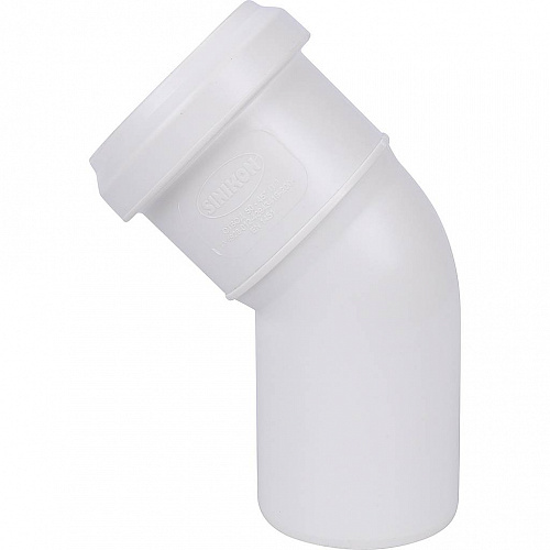 ПВХ Отвод канализационный SINIKON КОМФОРТ ПЛЮС белый Ø50х45°