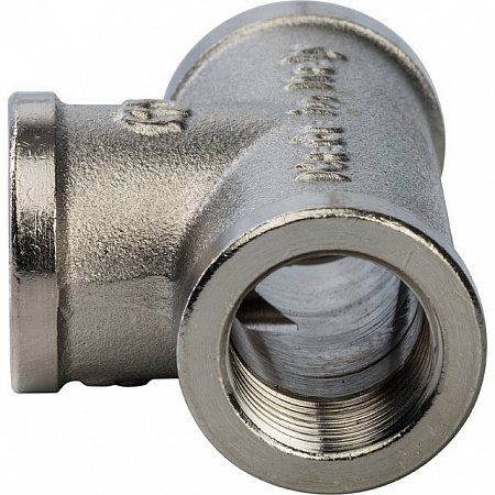 Тройник резьбовой латунный STOUT никель 3/8&quot; В