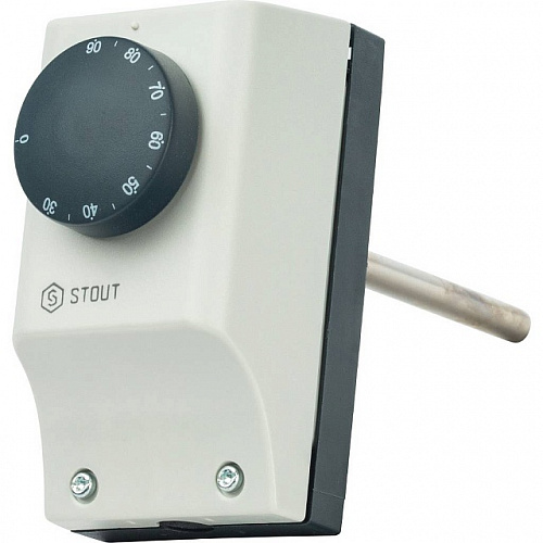 Термостат погружной STOUT механический, 1/2&amp;quot;, гильза 100, +90°C