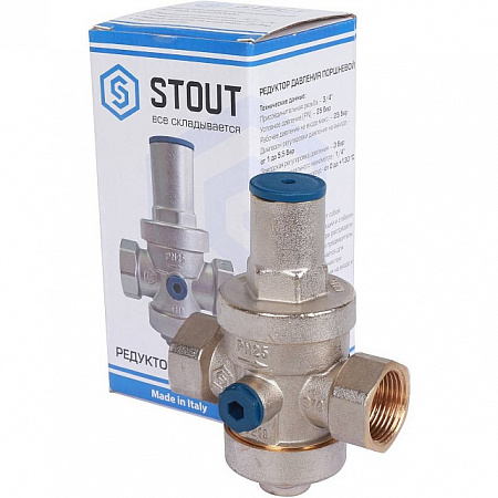 Редуктор давления STOUT 3/4&quot; вн/вн PN25 с выходом под манометр