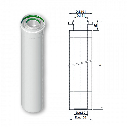 Труба коаксиальная TERMICA COPA610 Ø60/100 1 м