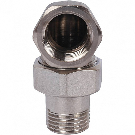 Американка УГЛОВАЯ резьбовая латунная (с прокладкой o-ring) STOUT никель 1/2&quot; ВН