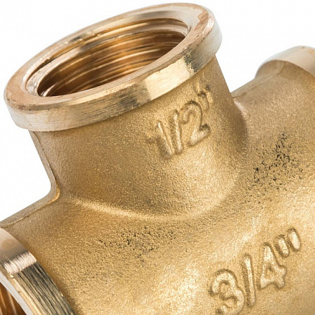 Тройник переходной латунный STOUT без покрытия 3/4&quot;x1/2&quot;x3/4&quot; В