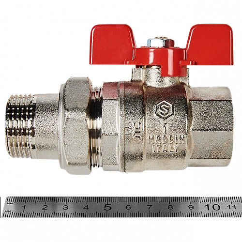 Кран шаровой полнопроходной с американкой STOUT ручка бабочка 1&amp;quot; ВР/НР (EPDM)
